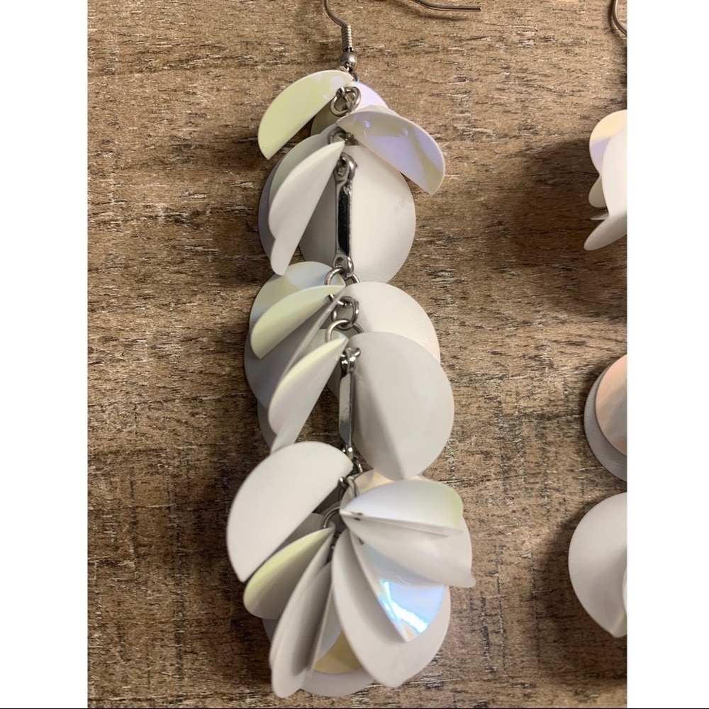 White Dangly Earrings - Picture 2 of 2